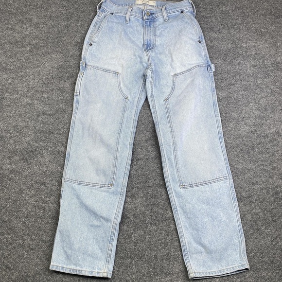 Hollister Denim - Hollister Loose Jeans Women 26x30 Light Wash Blue Carpenter Denim Double Knee